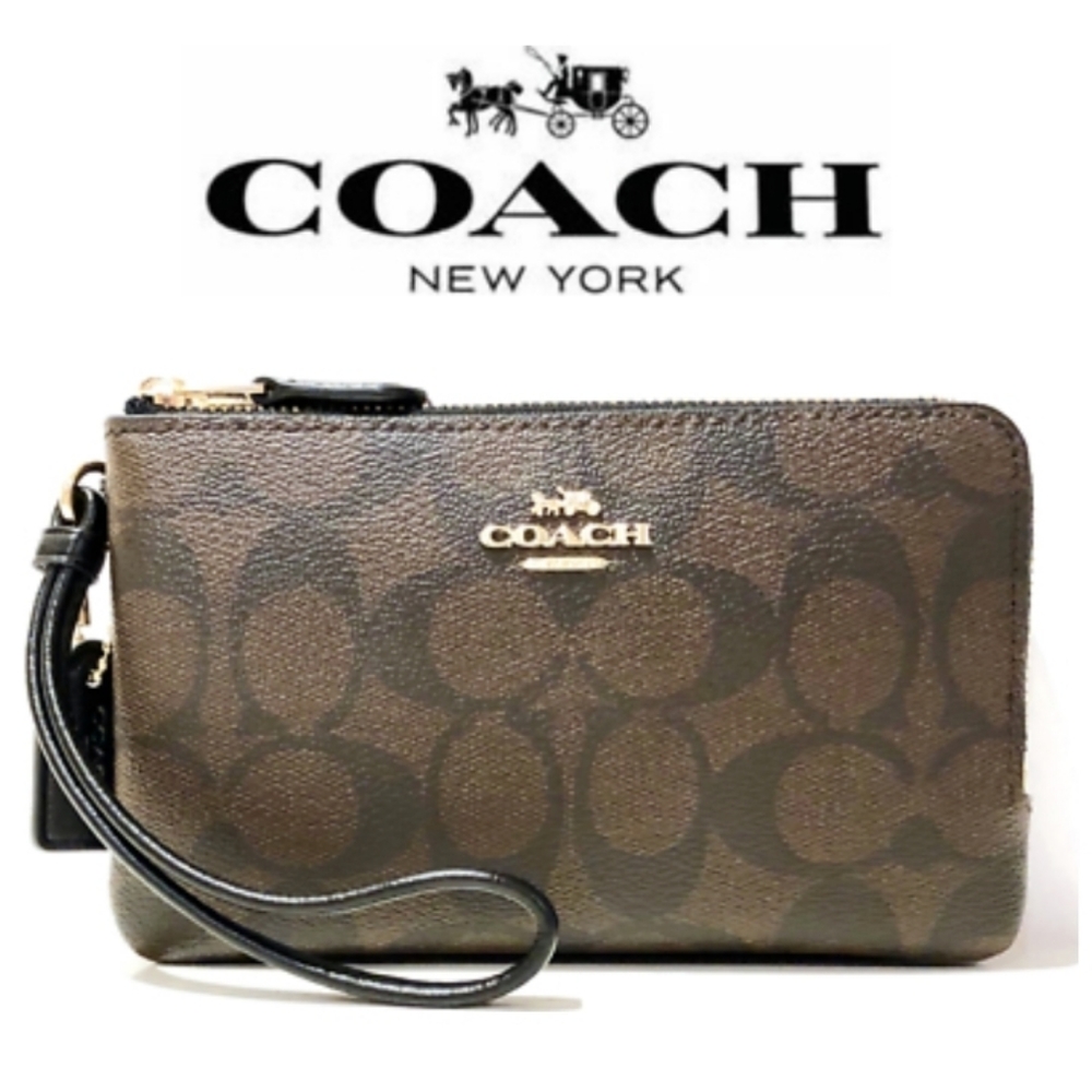 Coach double zipper wristlet